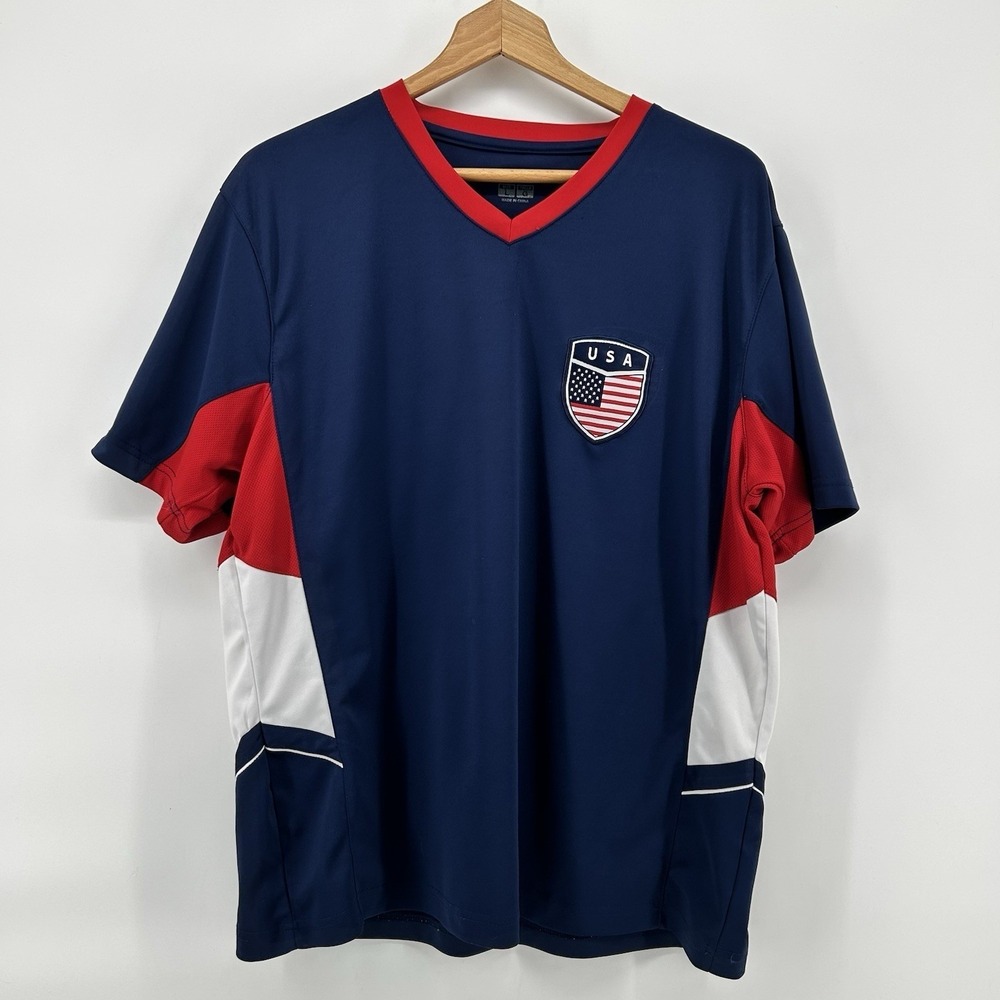 USA Soccer Jersey Mens L Gol USA Graphic Athletic Fan Futbol Shirt Vtg